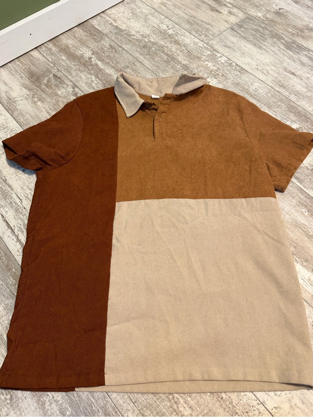 Men's Colorblock Short-Sleeve Polo Shirt - Brown & Beige